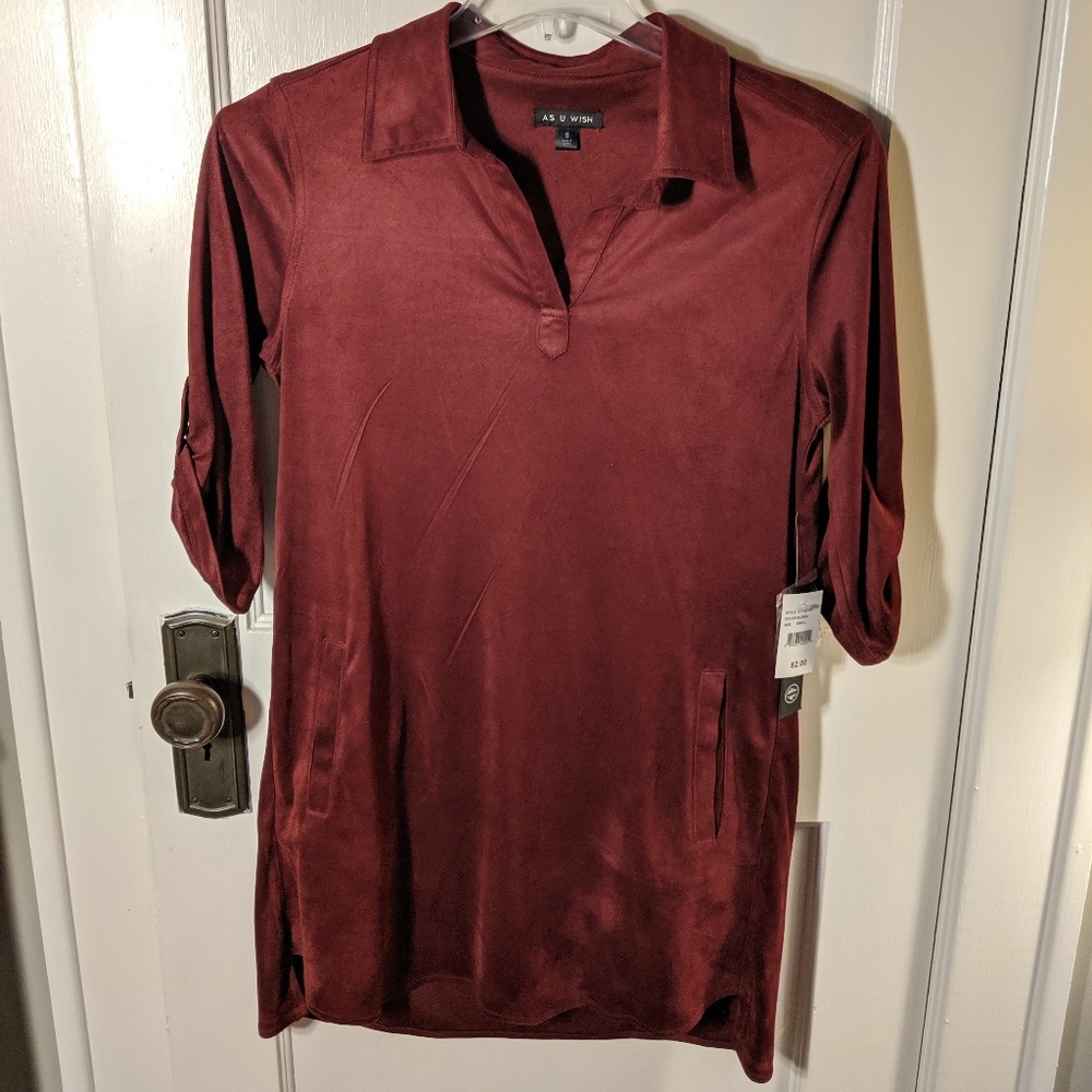 Burgundy Pocket Dress